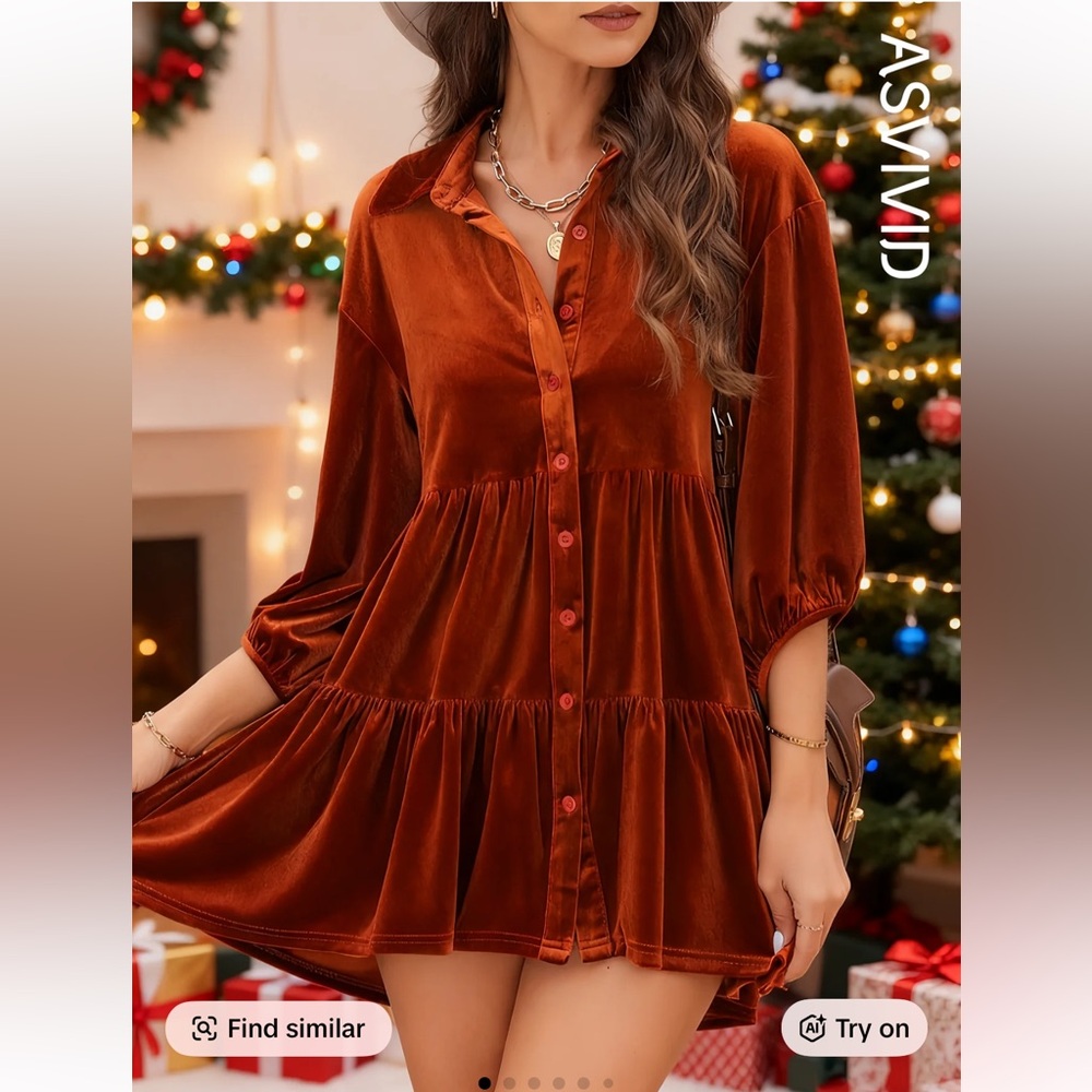 Velvet Button-Down Dress